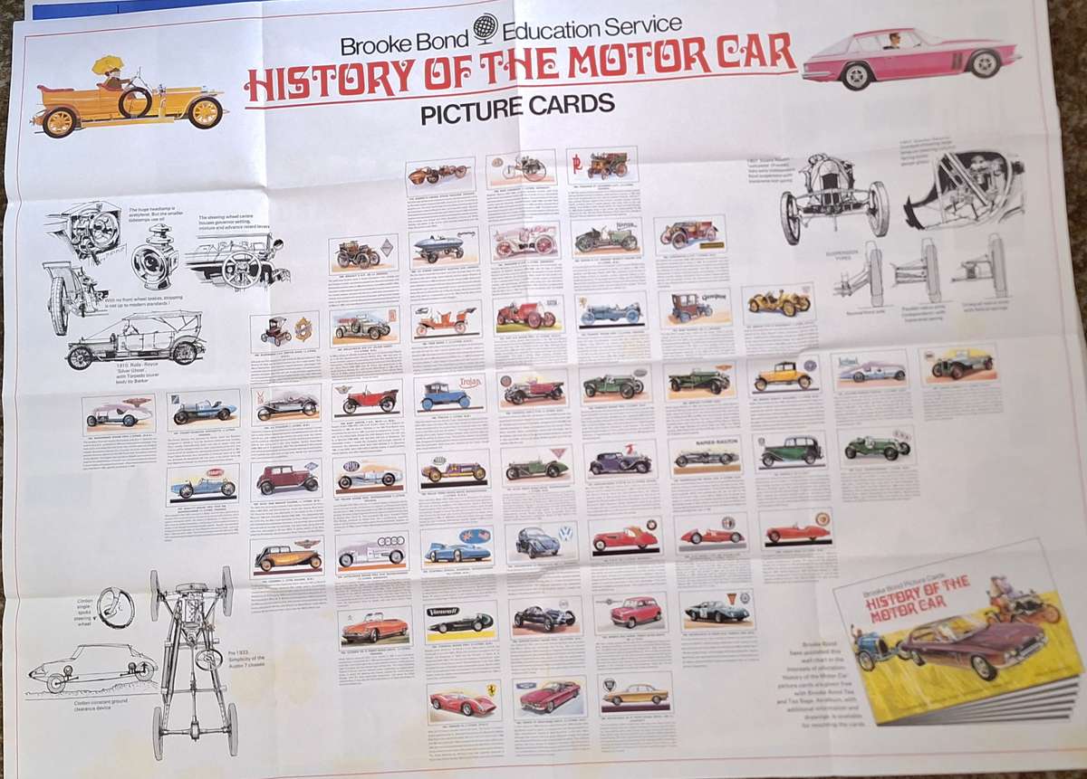 Brooke Bond Tea 1970s Promotional Poster: History of the Motor Car Picture Cards