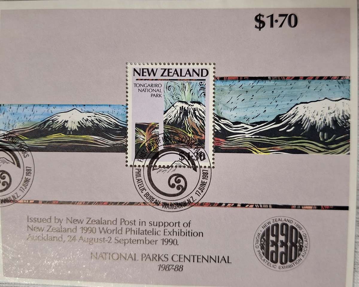New Zealand 1987 National Parks Cancelled Hinged Miniature Sheet