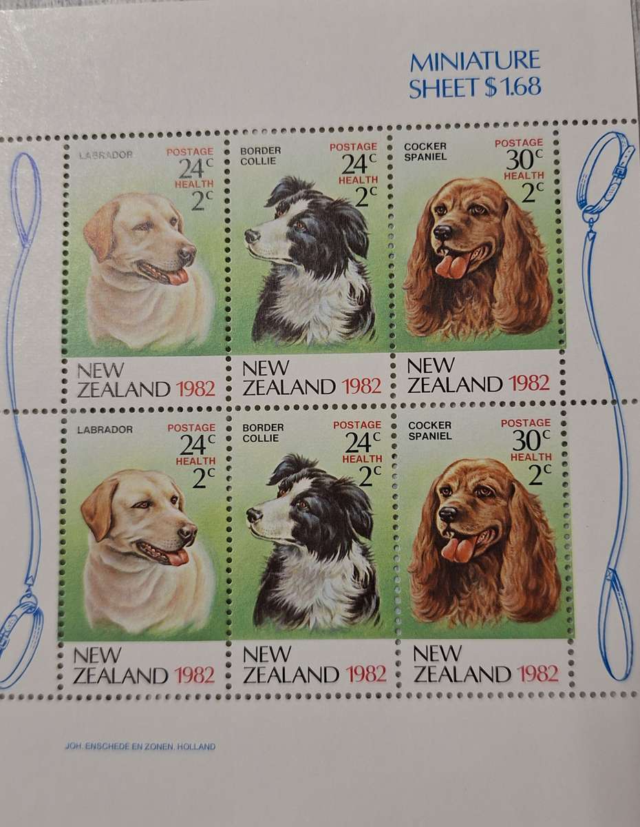 New Zealand 1982 Health Issue Dogs Mint Miniature Sheet