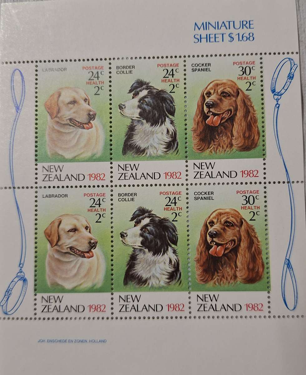 New Zealand 1982 Health Issue Dogs Mint Miniature Sheet
