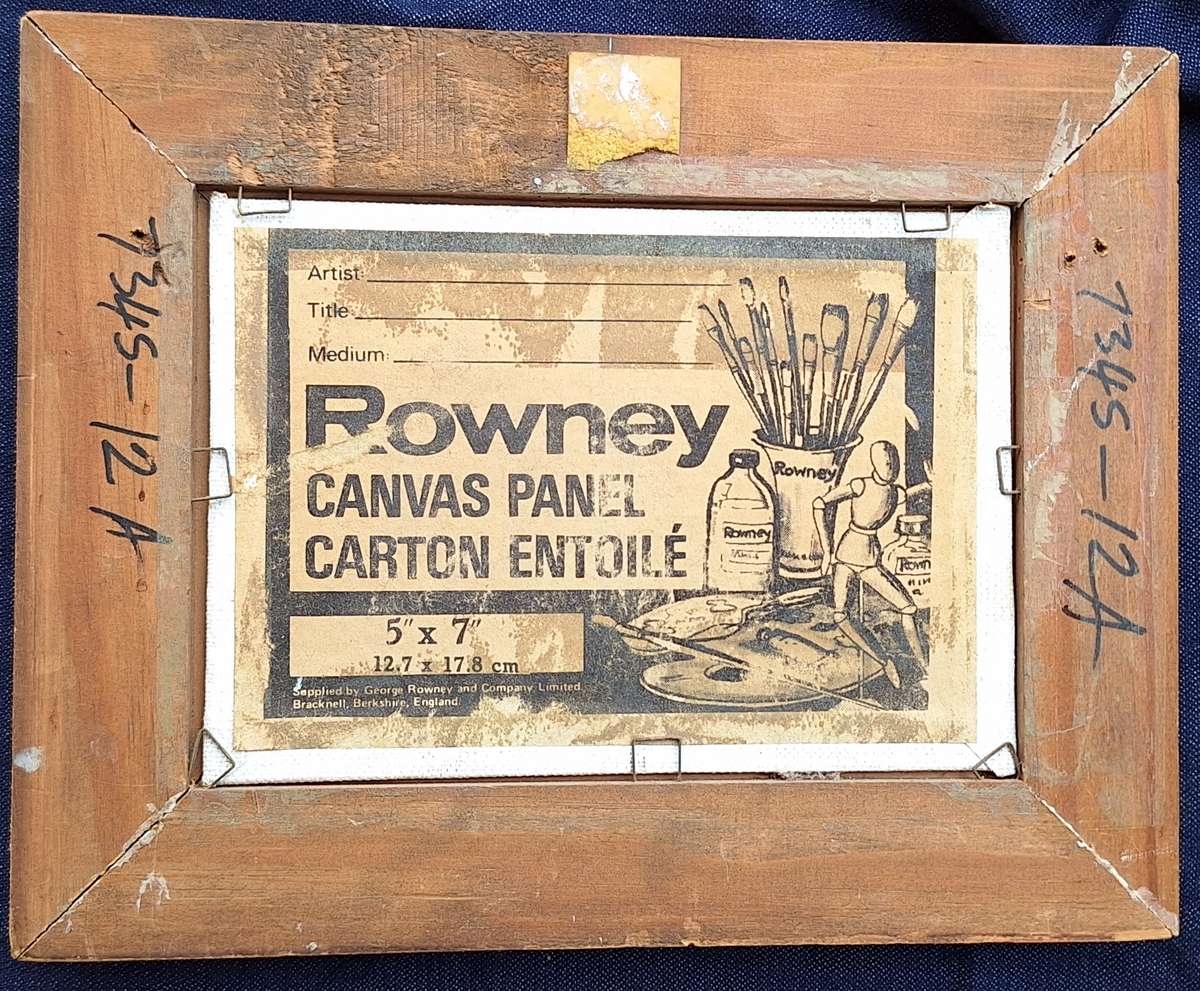 Framed Oil on Rowley Canvas Panel of Cottages by E J Rogoff