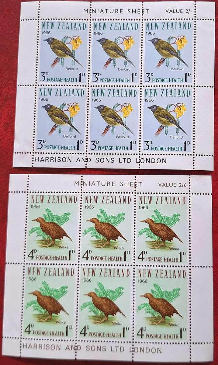 New Zealand 1966 Health Issue Birds Set of 2 Mint Miniature Sheets