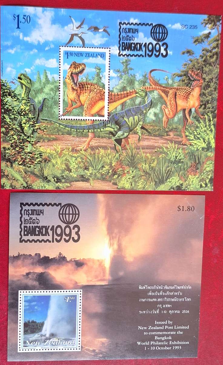 New Zealand 1993 Bangkok Stamp Exhibition Set of 2 Mint Miniature Sheets