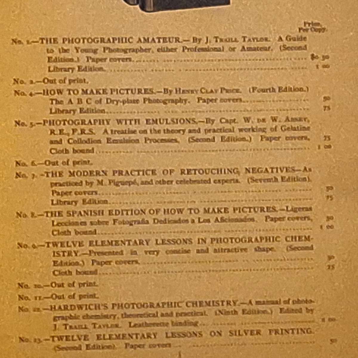 Scovill's Photographic Series: Photographic Printing Methods by W H Burbank Hardcover 1891 Third Ed