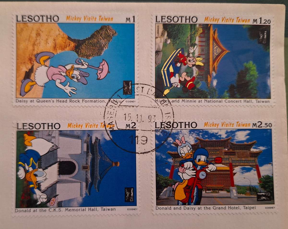 Lesotho 1993 TAIPEI 93 DISNEY Pair of FDC's