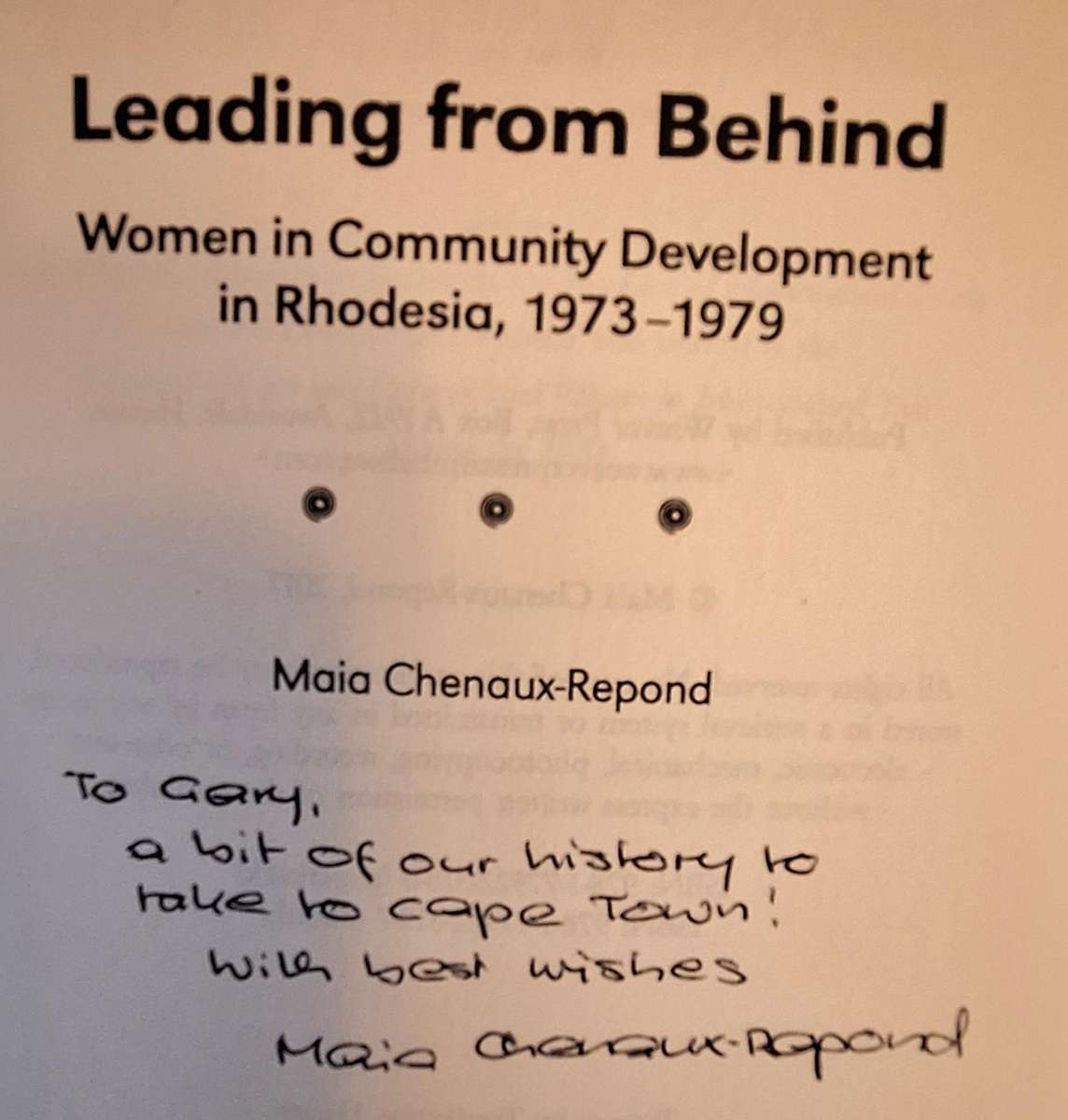 Leading from Behind by Maia Chenaux-Repond Paperback SIGNED