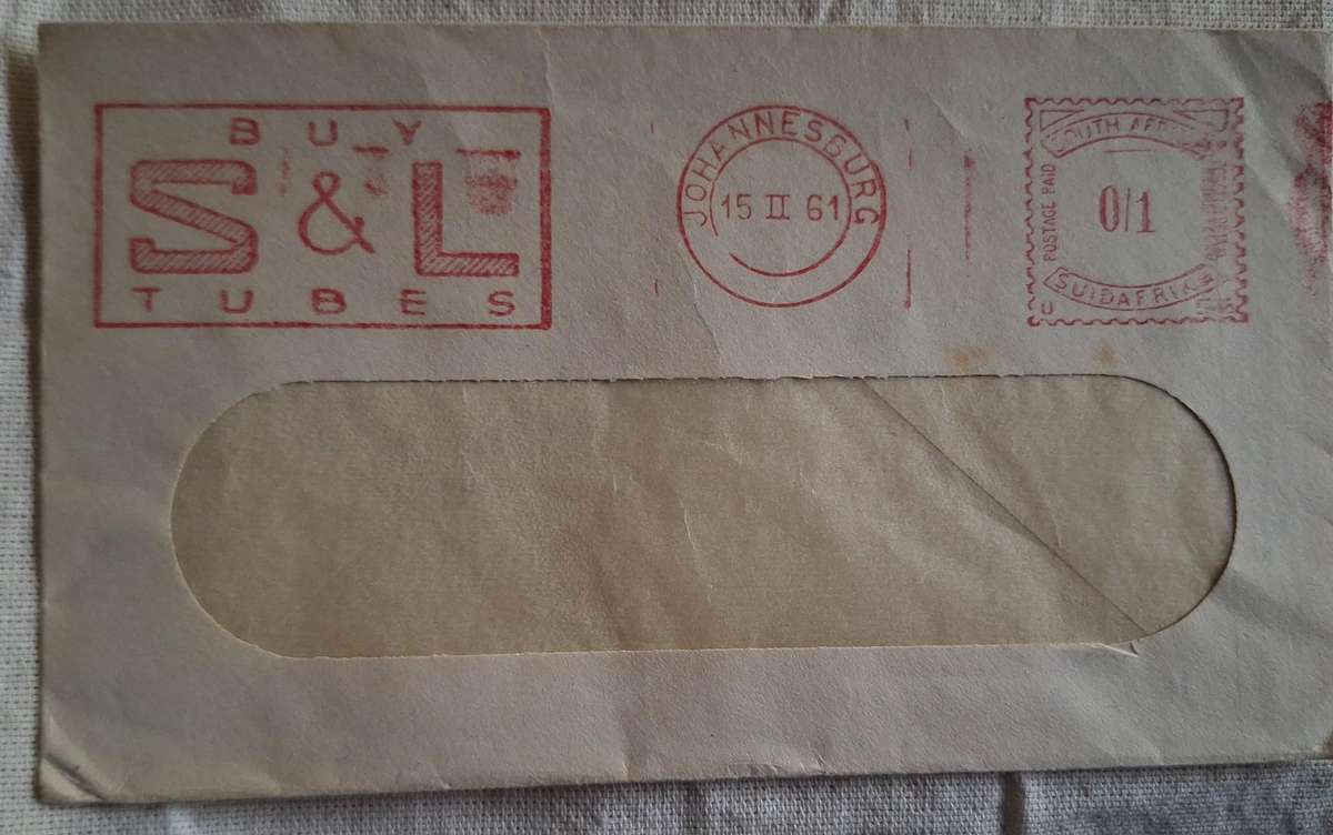 Stuart and Lloyds Used Window Envelope Postmark Johannesburg 1961