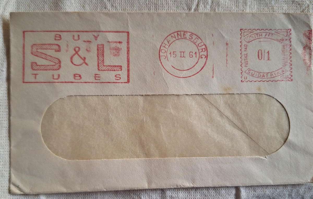 Stuart and Lloyds Used Window Envelope Postmark Johannesburg 1961