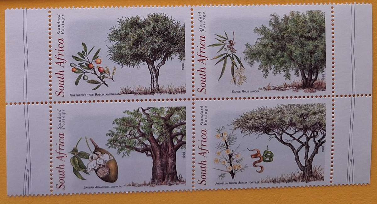 South Africa 1998 Trees Block of 4 Mint stamps and FDC 6.82