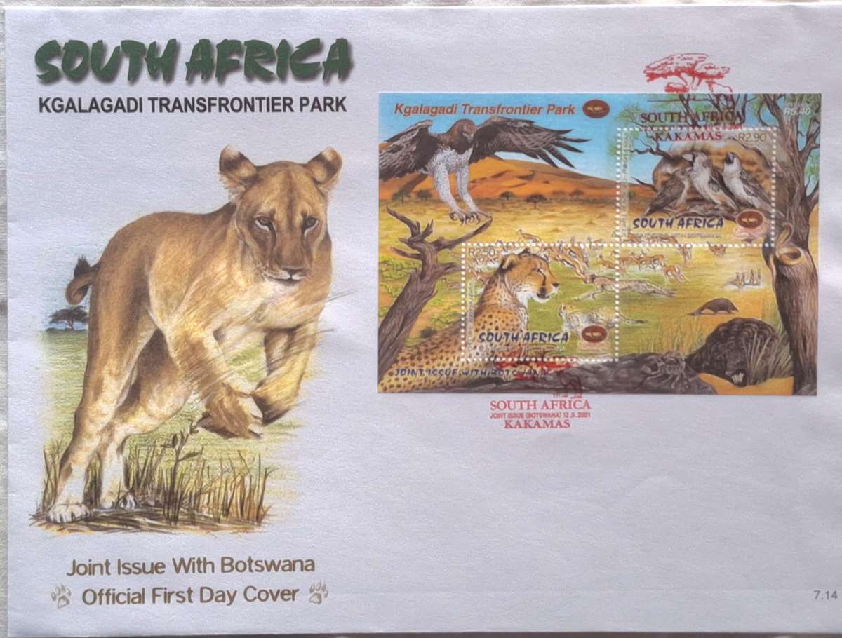 South Africa Kgalagadi Transfrontier Park 2001 FDC 7.14 Joint Issue with Botswana Miniature Sheet