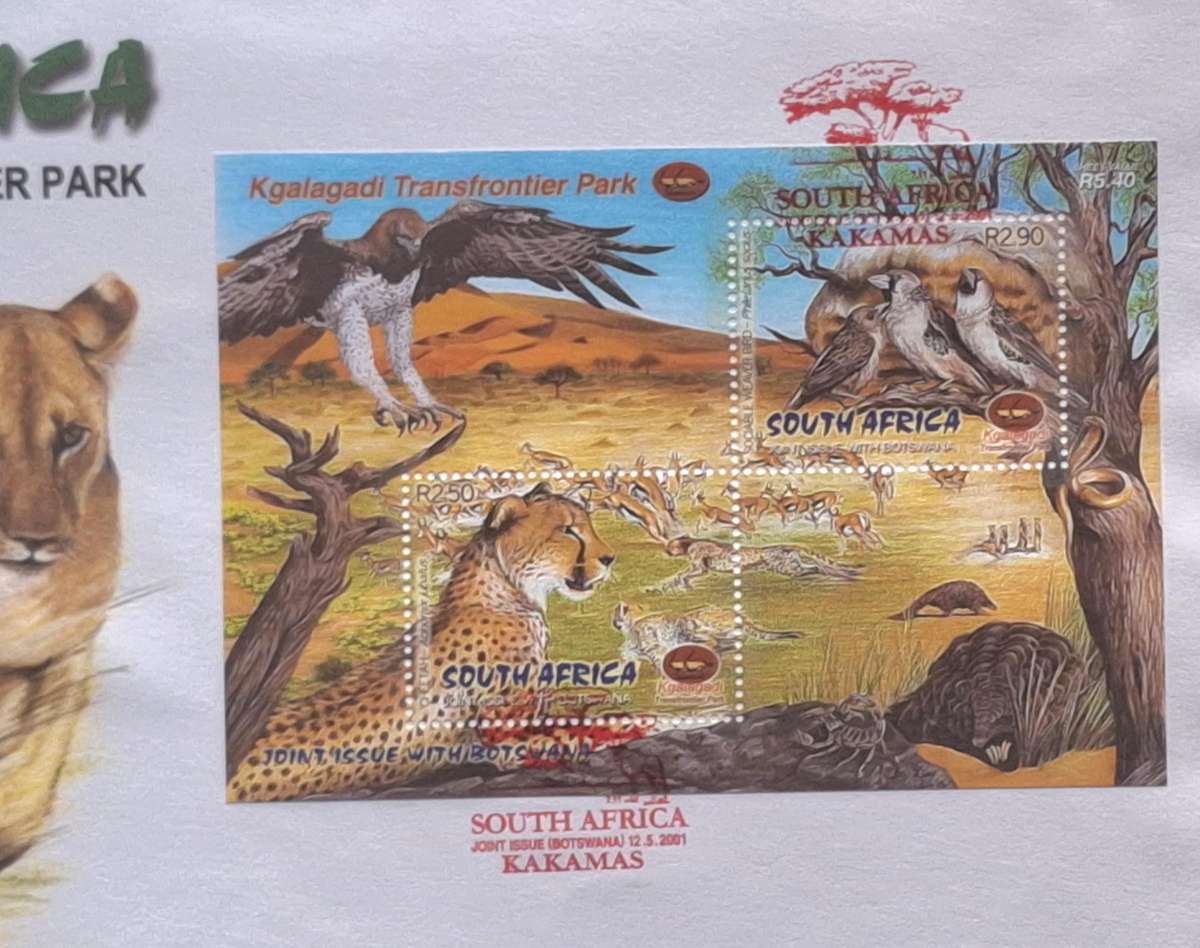South Africa Kgalagadi Transfrontier Park 2001 FDC 7.14 Joint Issue with Botswana Miniature Sheet