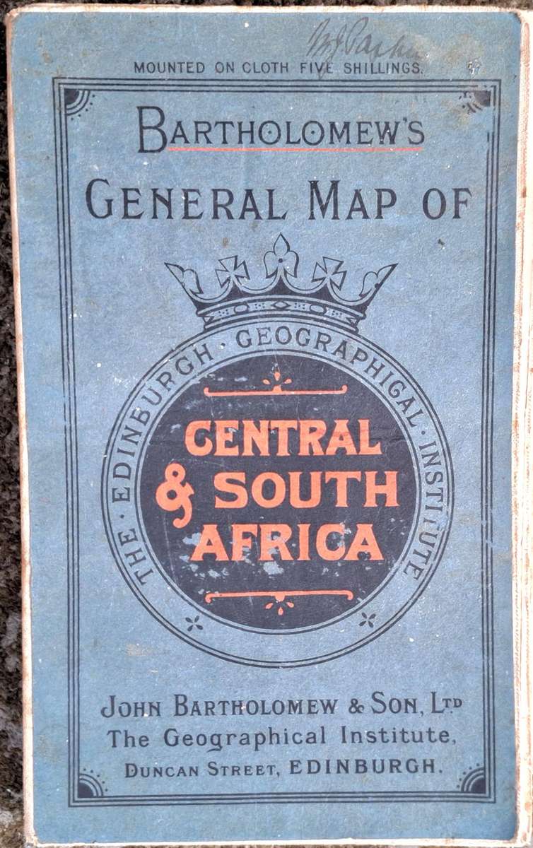 Bartholomew's General Map of Central and South Africa Mounted on Cloth Undated