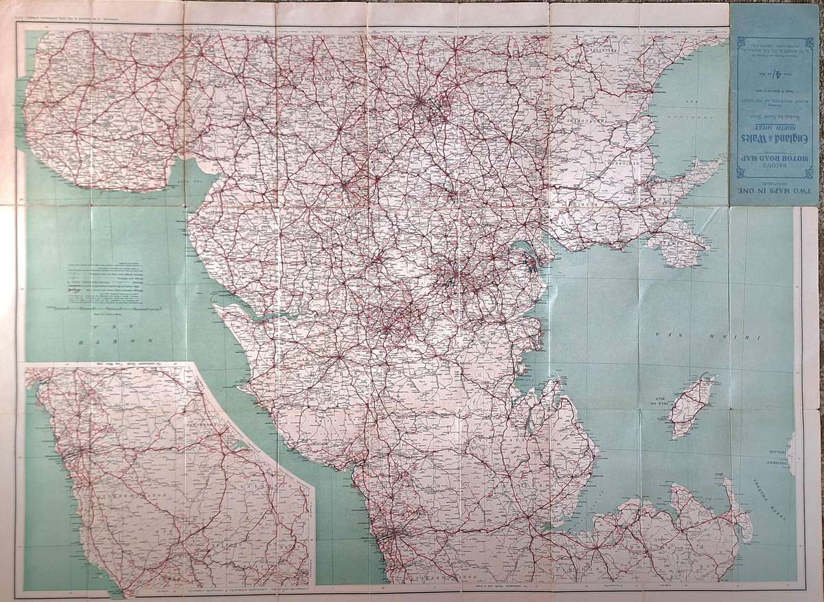Bacon's Motor Road Map England & Wales Two Maps in One (Reversible)