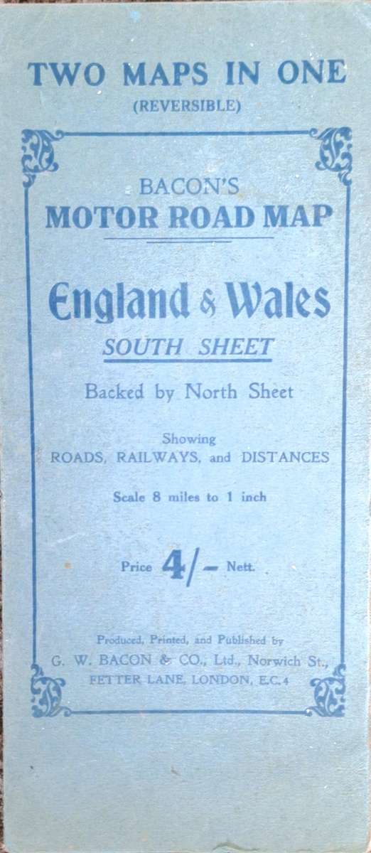 Bacon's Motor Road Map England & Wales Two Maps in One (Reversible)