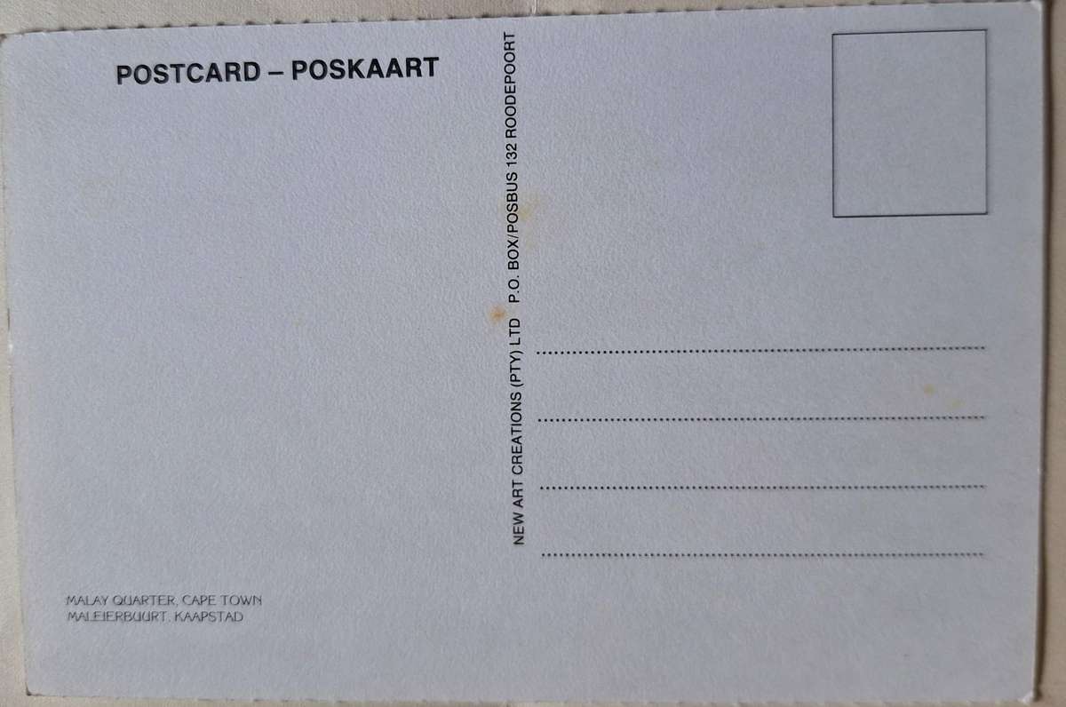 New Art Creations Post Card Malay Quarter, Cape Town