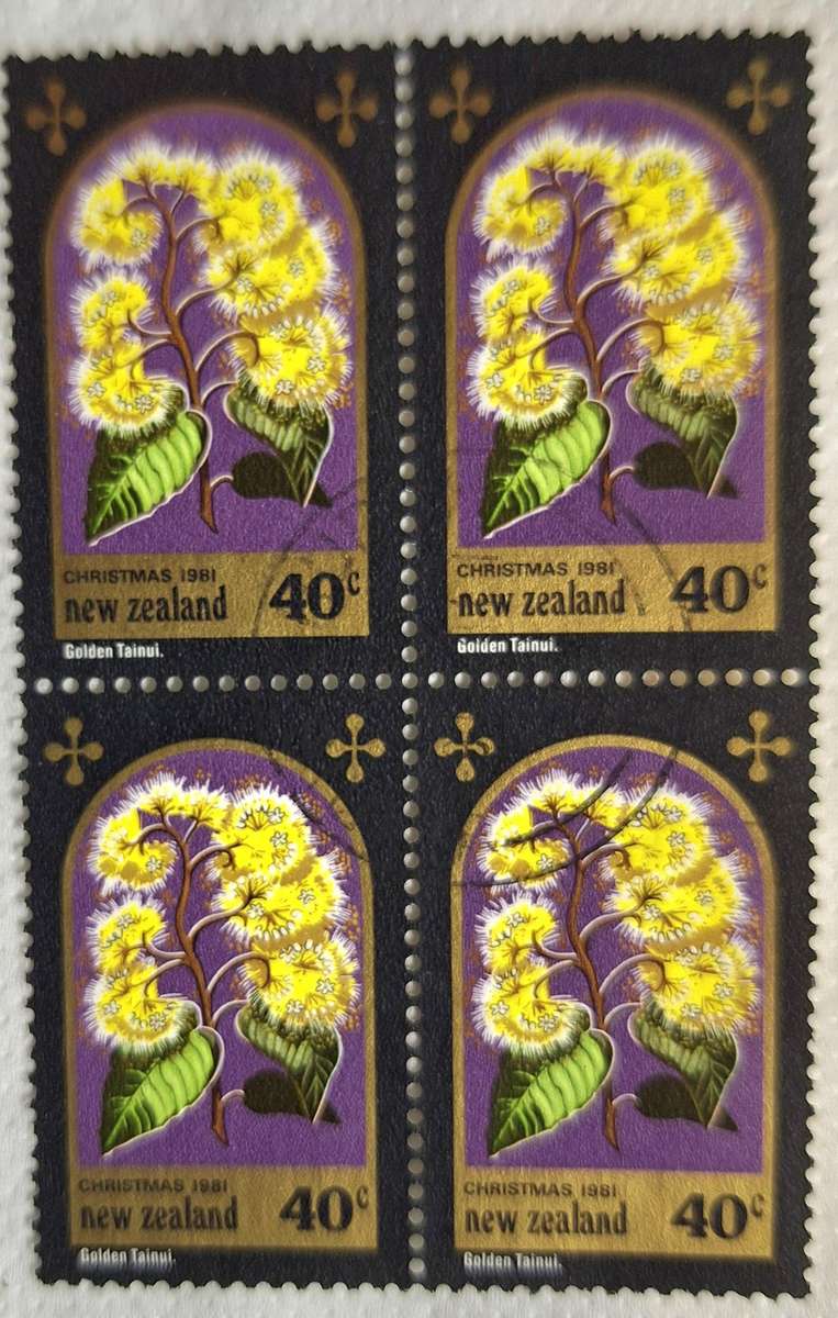 New Zealand 1981 Christmas Issue Block of 4 Used 40c stamps