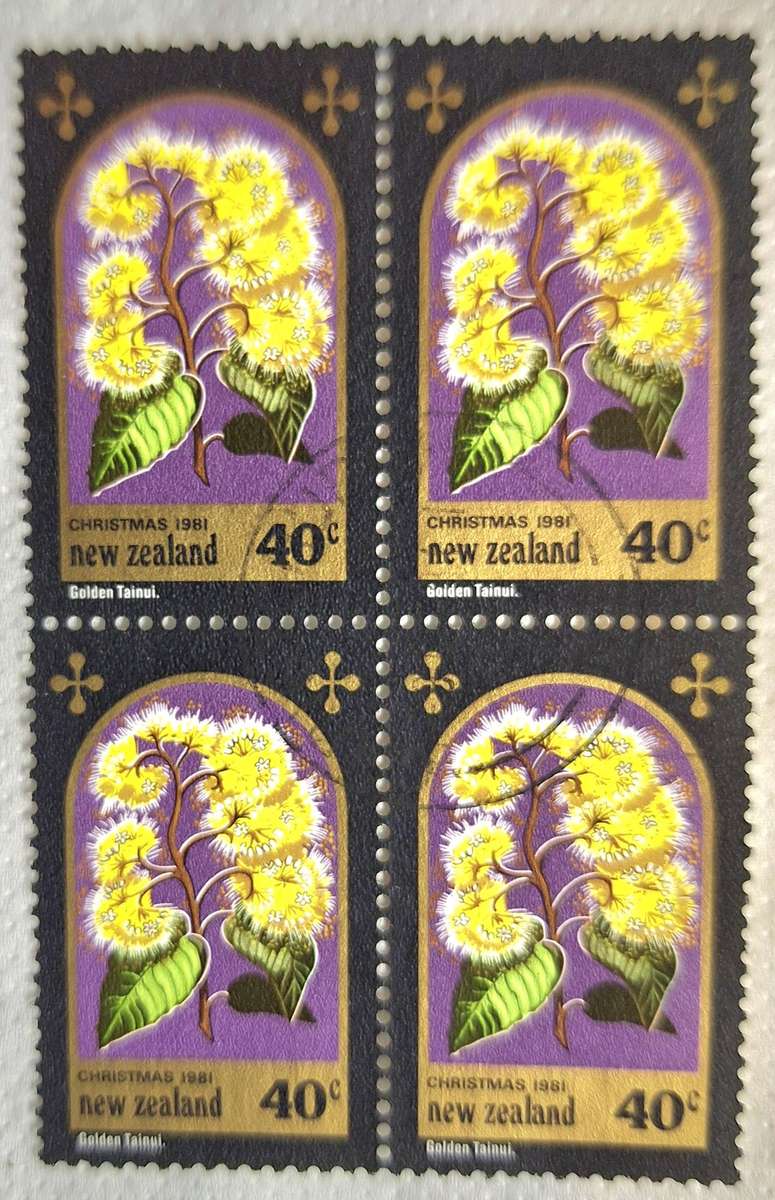 New Zealand 1981 Christmas Issue Block of 4 Used 40c stamps