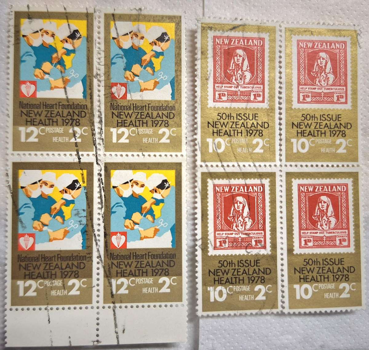 New Zealand 1978 Health Issue 2 Block of 4 each Used stamps