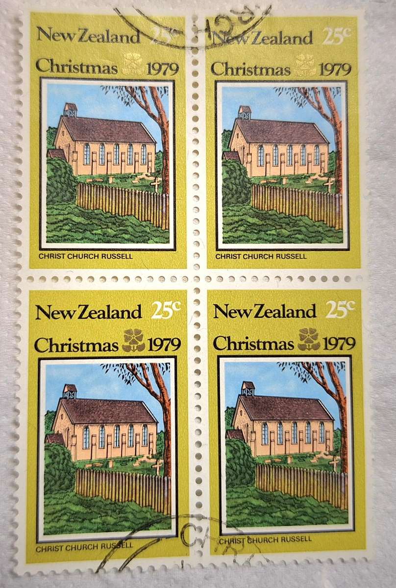 New Zealand 1979 Christmas Block of 4 Used 25c stamps