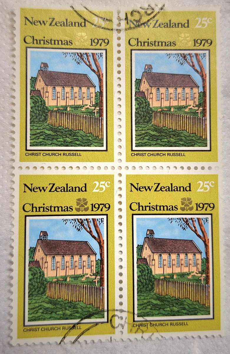 New Zealand 1979 Christmas Block of 4 Used 25c stamps