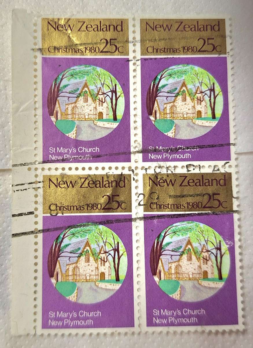 New Zealand 1980 Christmas Block of 4 Used 25c stamps