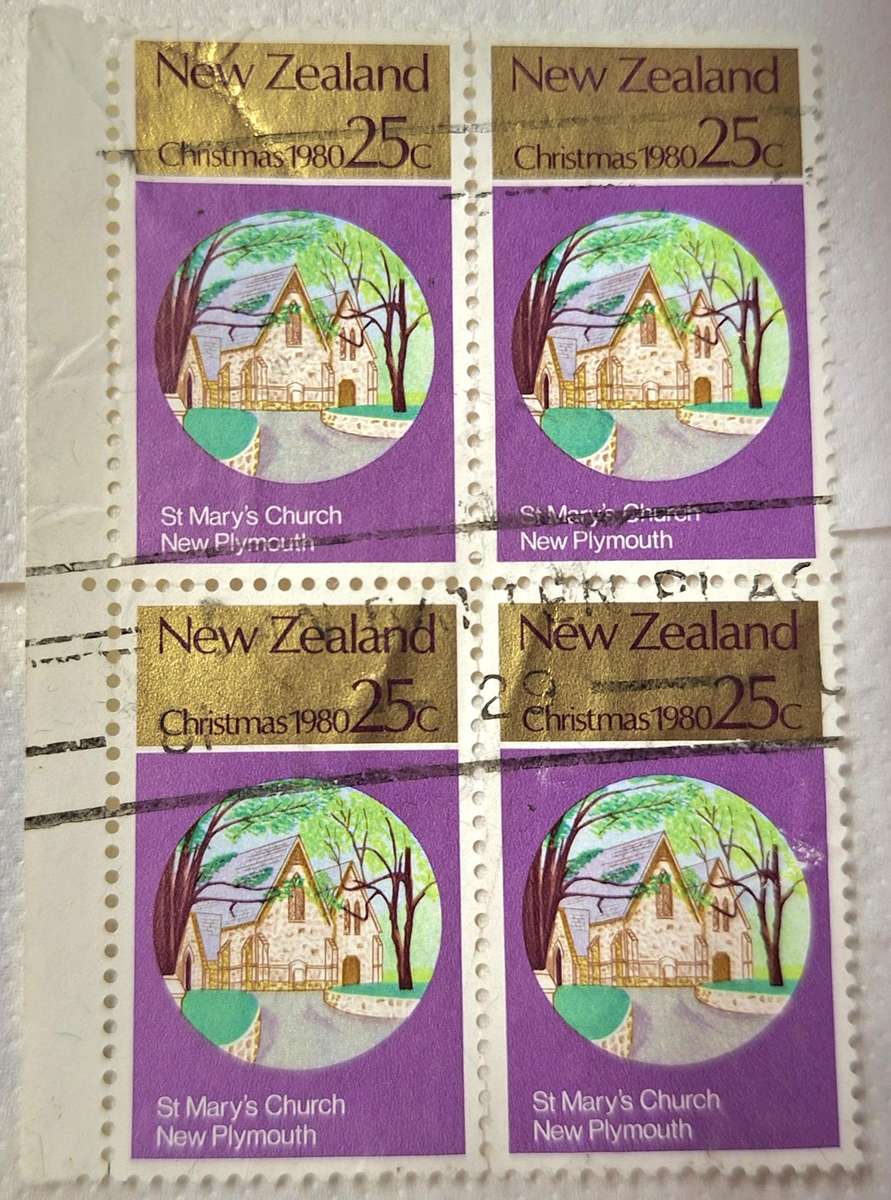 New Zealand 1980 Christmas Block of 4 Used 25c stamps