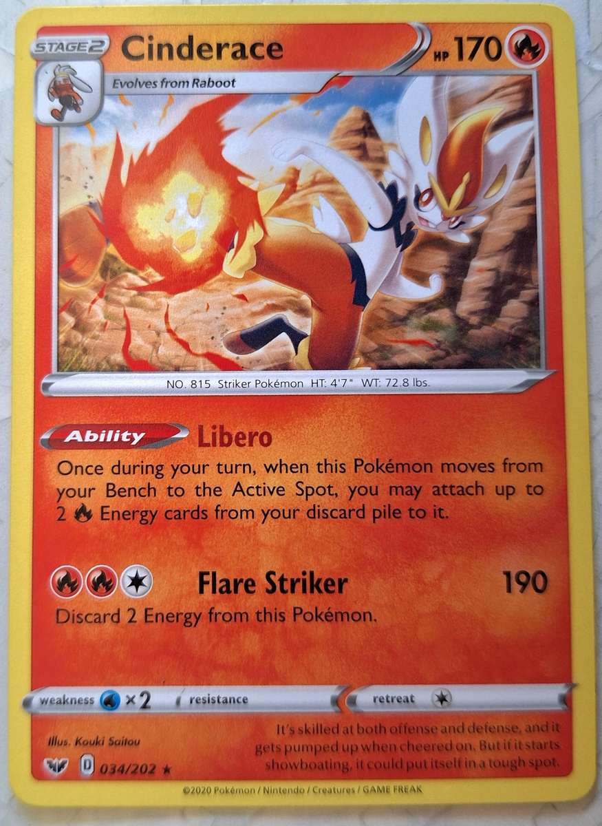 Pokemon 2020 Sword & Shield (Base) 034/202 Cinderace