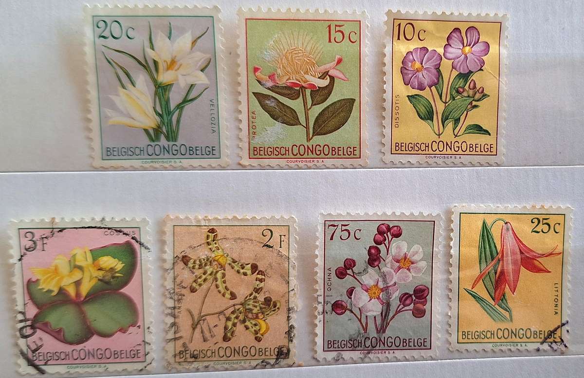 Belgian Congo 1952 Definitives flowers 7 Used hinged stamps