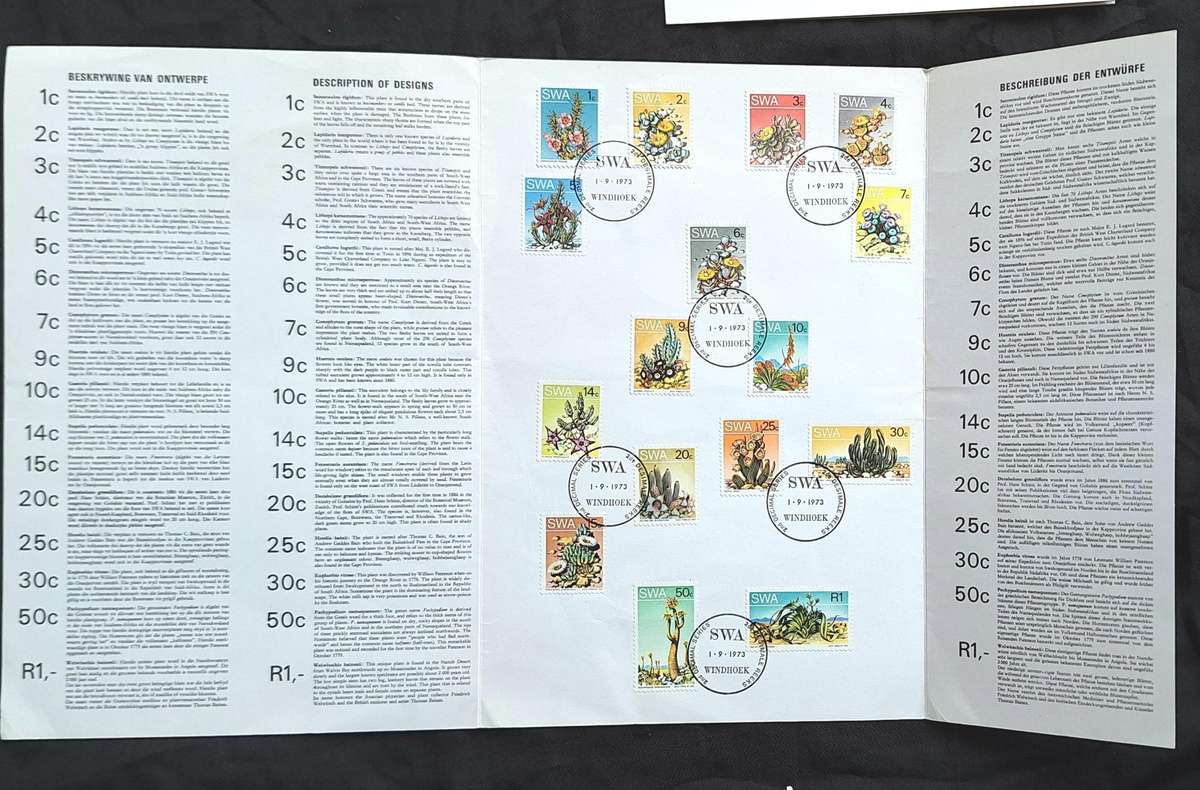 South West Africa 1973 2nd Decimal Definitive Series Succulents First Day Folder