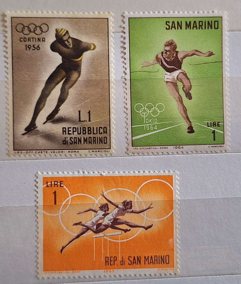 San Marino Mixed Lot Theme: Sport Olympics 2 Mint and 1 Used stamps