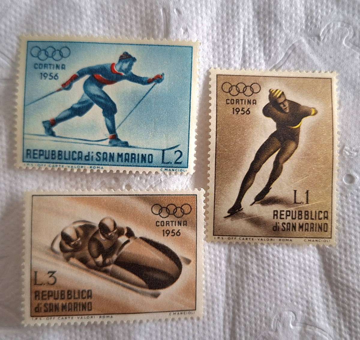 San Marino 1956 Winter Olympics 3 Unused Hinged stamps