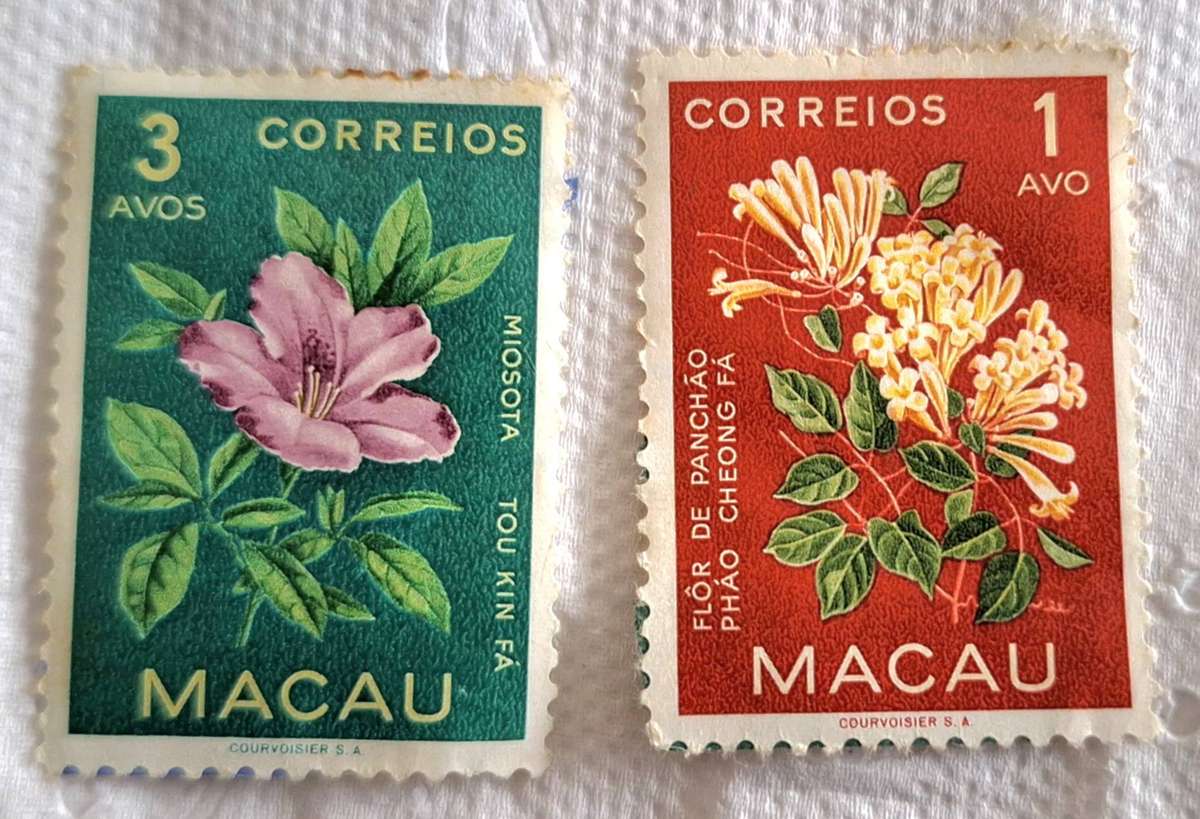 Macau 1953 Indigenous Flowers 2 Used Hinged stamps