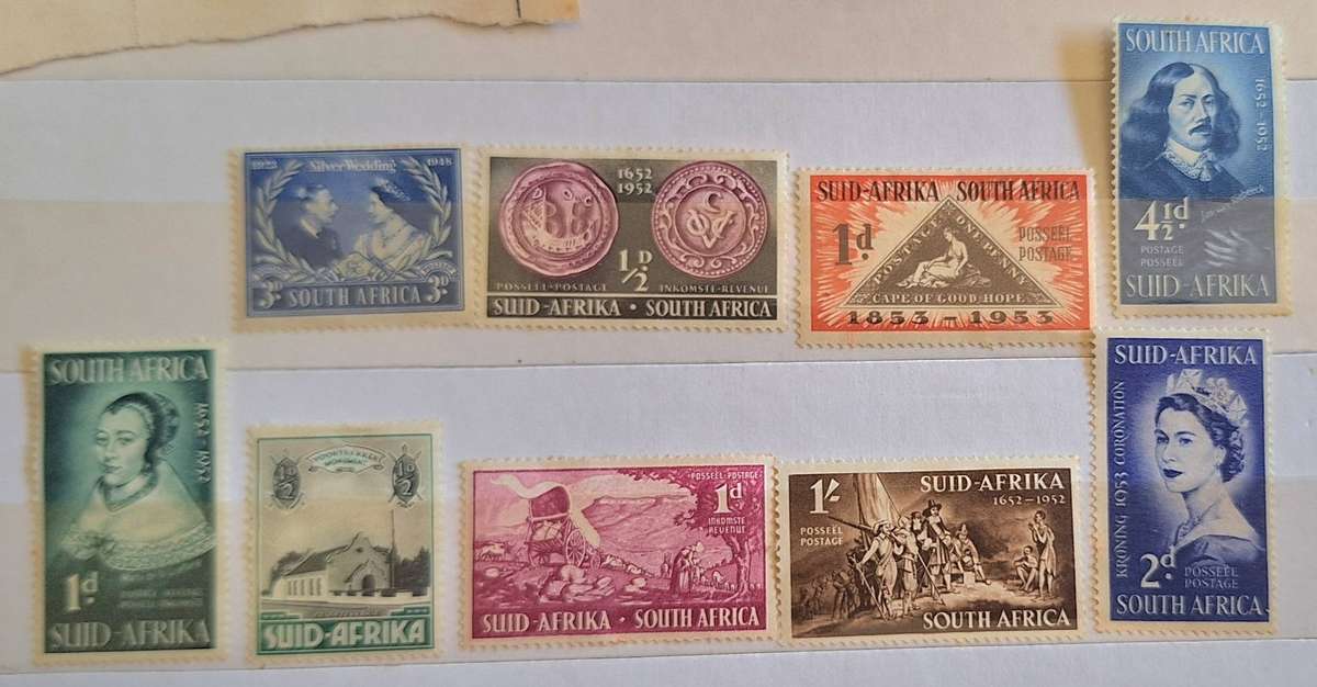 Union of South Africa Mixed Lot of 9 Unused Hinged stamps