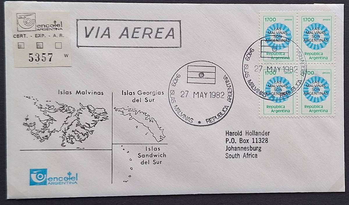 Argentina 1982 Falkland Islands Fly to Malvinas Cover