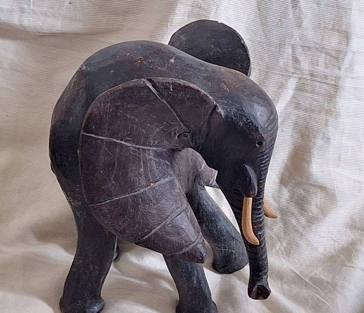 Large Wooden Carved Elephant