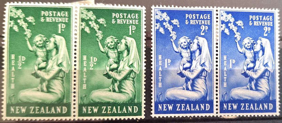 New Zealand 1949 Health Issue Set of 2 Unused Hinged stamps in Pairs