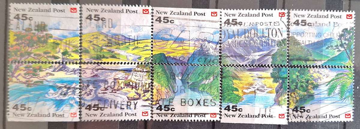 New Zealand 1992 Scenery Set of 10 Used Booklet stamps