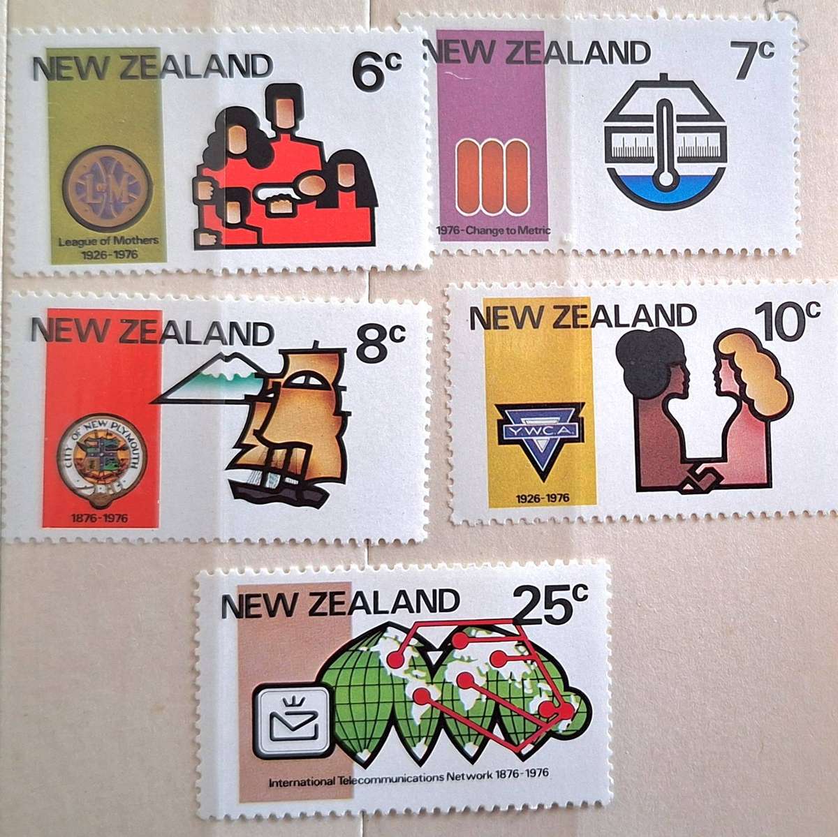 New Zealand 1976 Anniversaries Set of 5 Mint stamps
