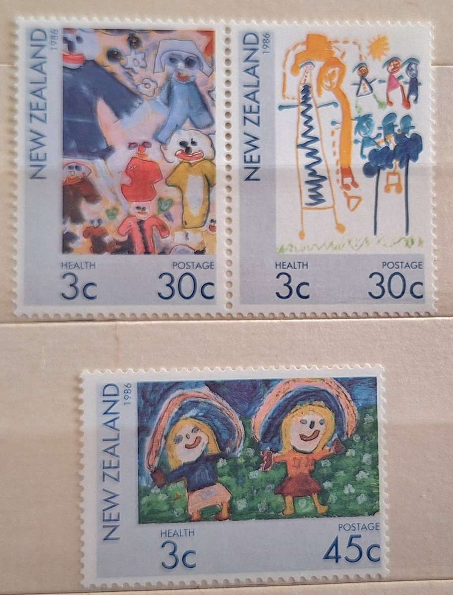 New Zealand 1986 Health Issue Set of 3 Mint Joint Pair and Single stamp