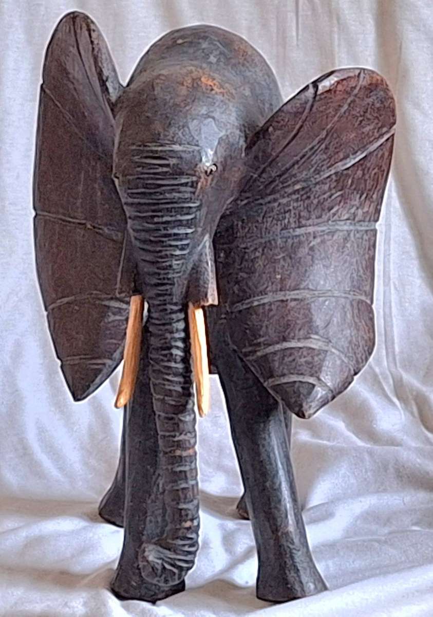 Large Wooden Carved Elephant