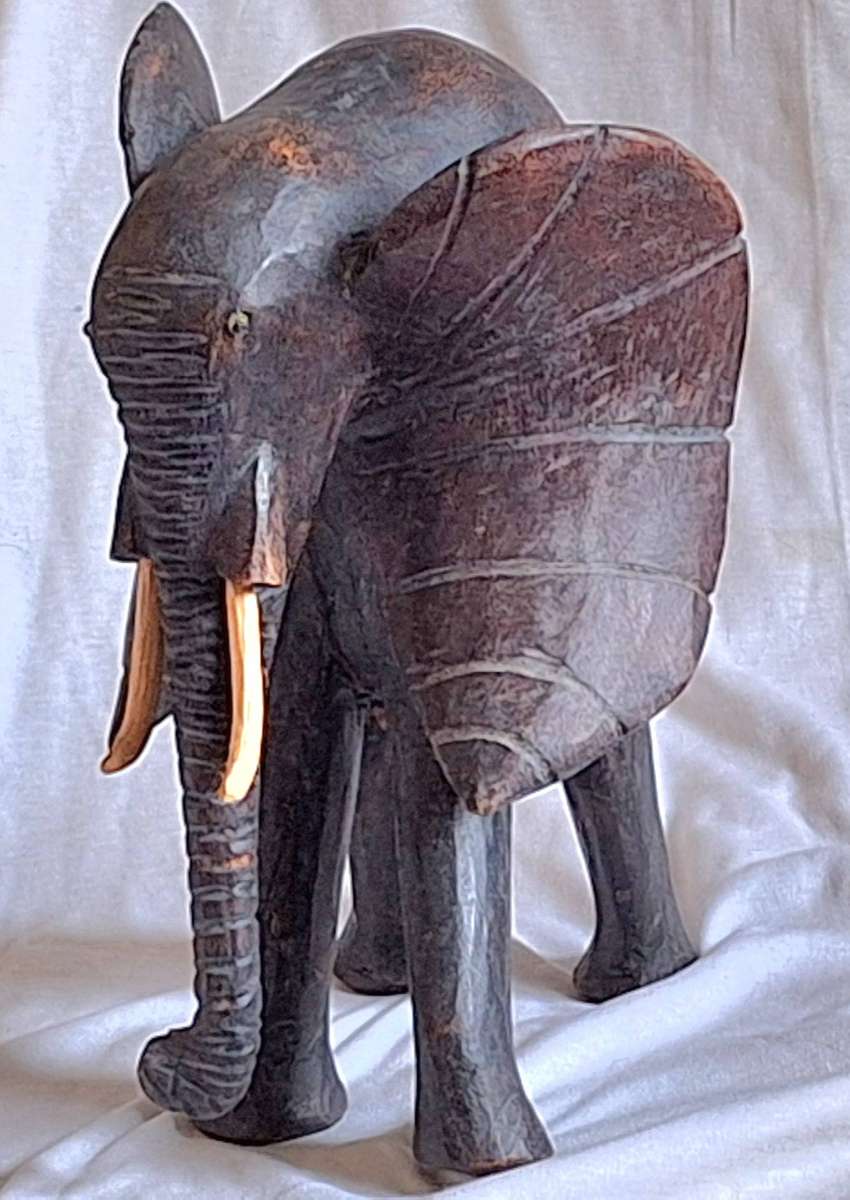 Large Wooden Carved Elephant