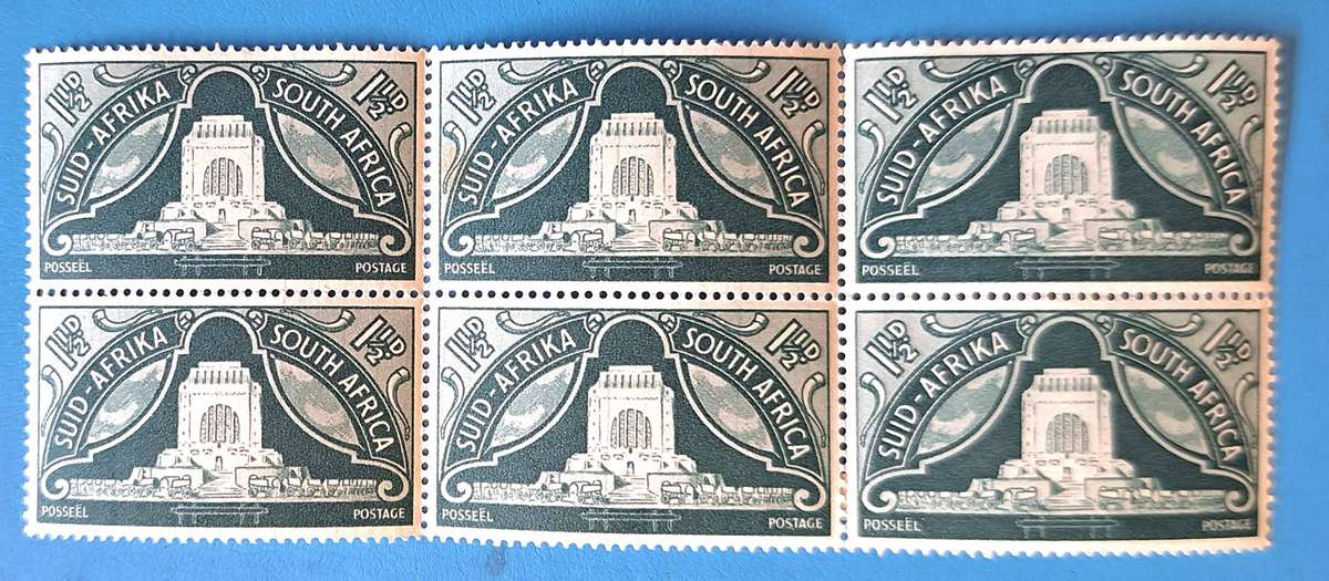 South Africa 1949 Inauguration of Voortrekker Monument  Unused Hinged Block of 6 1 1/2d Stamps