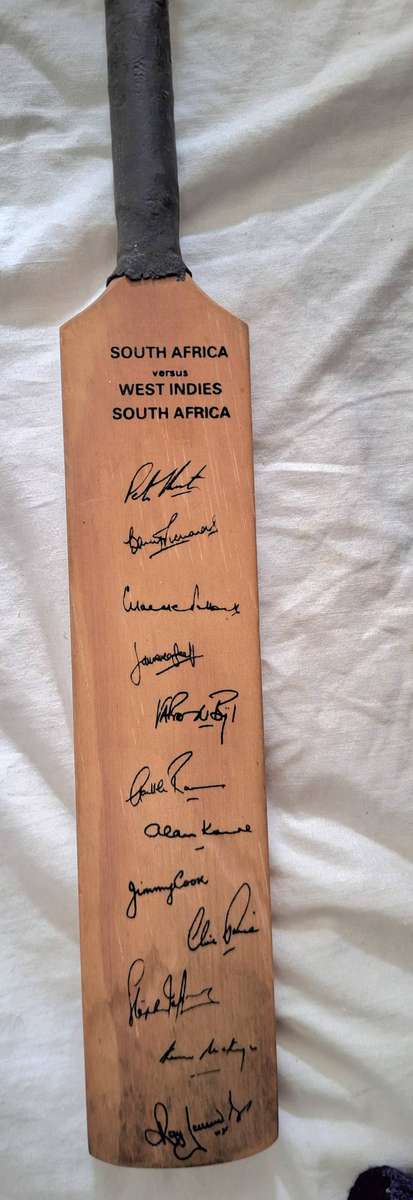 Miniature Cricket Bat South Africa Versus West Indies in South Africa with 12 signatures