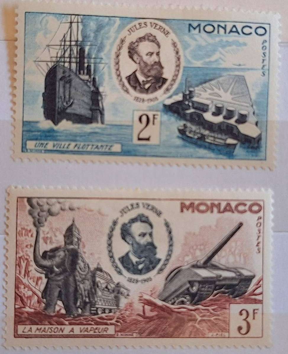 Monaco 1955 Jules Verne 2 Unused Hinged stamps