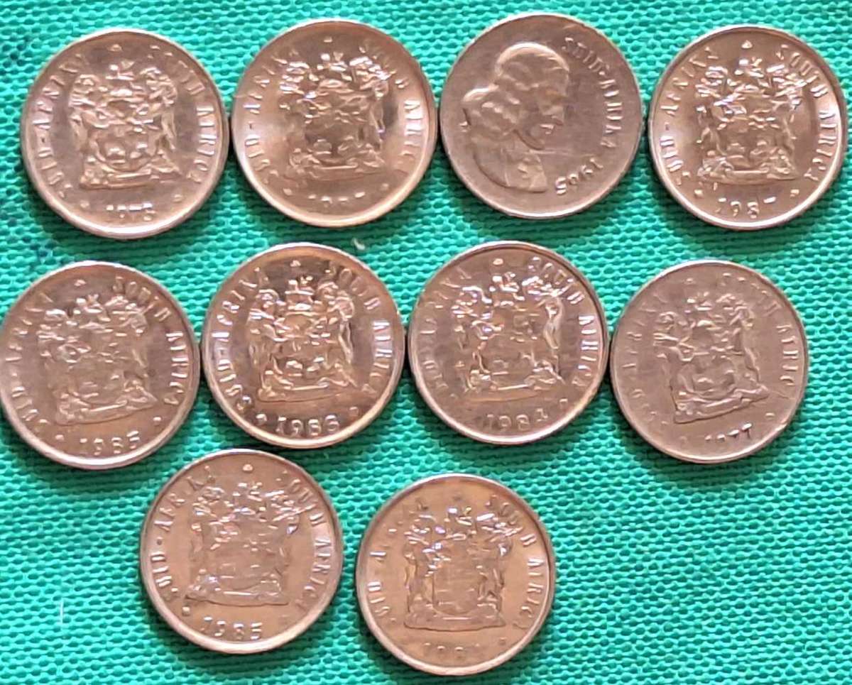 South Africa Decimal Coins 5 cents 1970-1990  Nickel