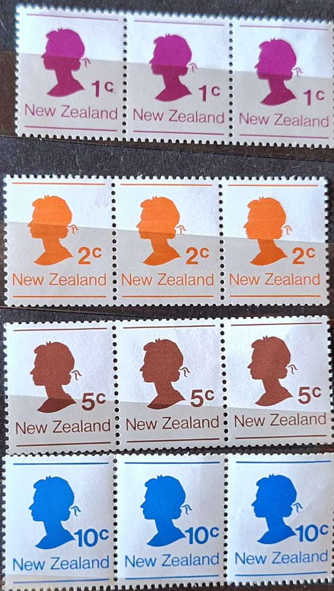 New Zealand 1978 Coil Stamps Set of 4 Mint in Strips of 3
