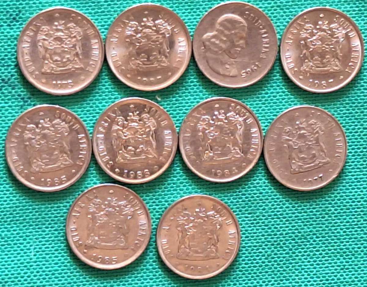 South Africa Decimal Coins 5 cents 1970-1990  Nickel