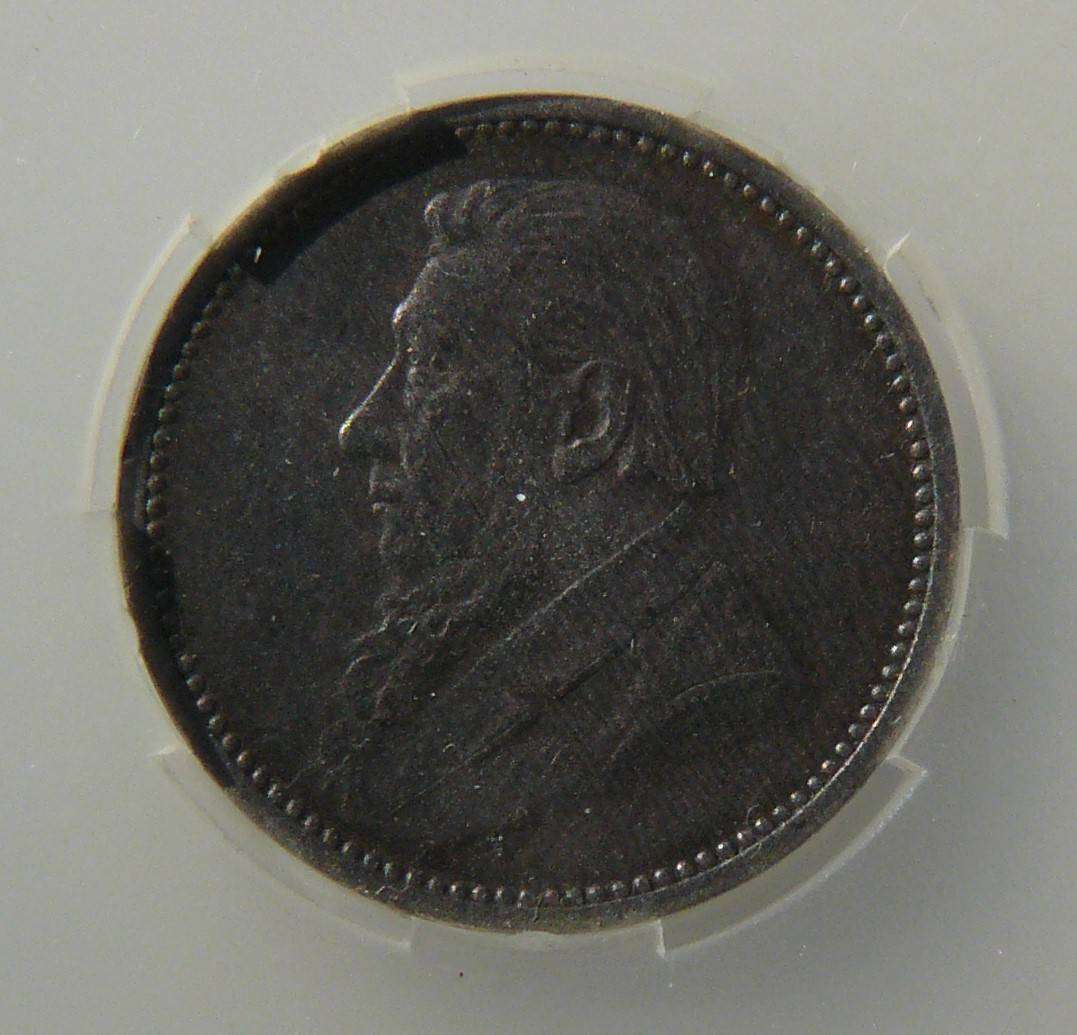 1892 3 PENCE SANGS GRADED AU 53
