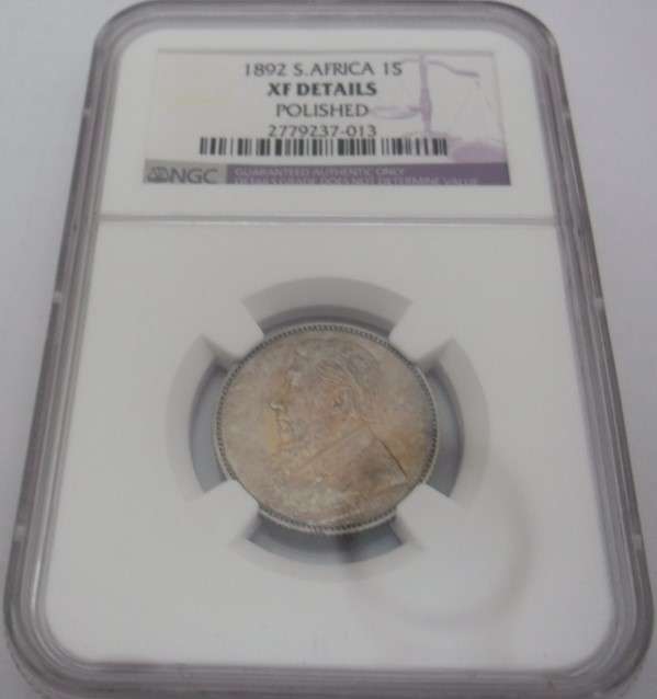 1892 1 SHILLING NGC GRADED XF DETAIL (POLISHED)