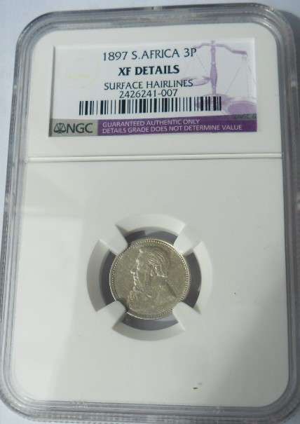 1897 3 PENCE NGC GRADE XF DETAIL